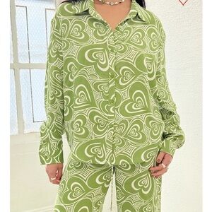 Lisa Says Gah Bailey Lounge top, Wild Hearts Green, Medium